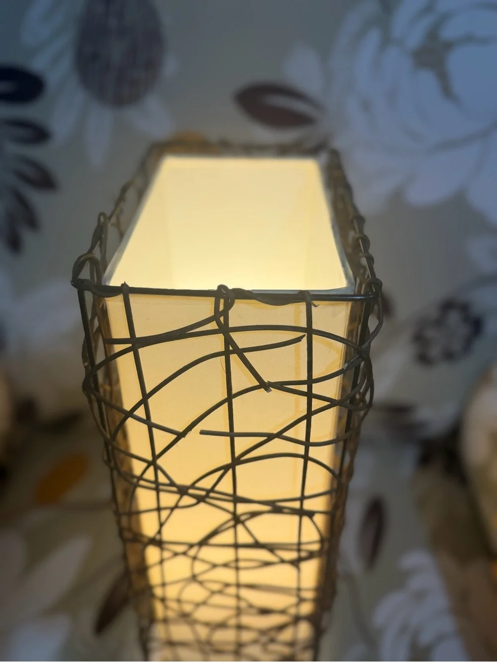 Decorative Black Wire Table Lamp with Cream Shade